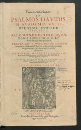 Commentationes In Psalmos Davidis