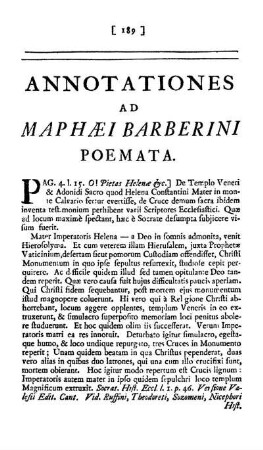 Annotationes Ad Maphæi Barberini Poemata.