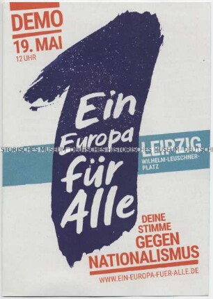 Flyer zu einer bundesweiten Demonstration gegen Nationalismus im Vorfeld der Europawahlen