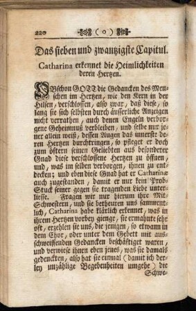 Das sieben und zwantzigste Capitul. Catharinæ erkennet die Heimlichkeiten deren Hertzen.