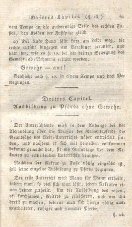 Drittes Kapitel. Ausbildung zu Pferde ohne Gewehr.