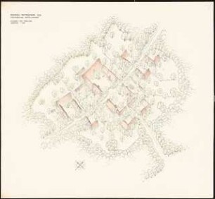 Ostdeutsches Forstamt Schinkelwettbewerb 1944: Perspektivische Ansicht (Vogelschau)