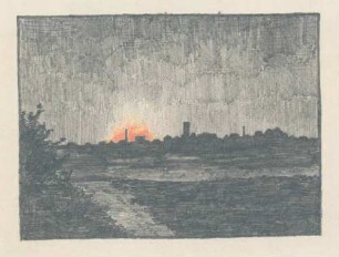 Zeichnung des brennenden Péronne bei Nacht