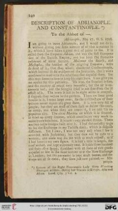 Description of Adrianople and Constantinople