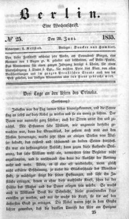 No. 25, 20. Juni 1835