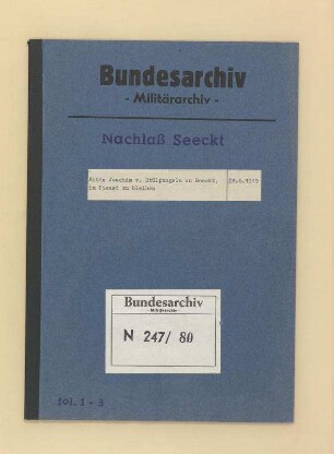 Bitte Joachim von Stülpnagels an von Seeckt, im Dienst zu bleiben