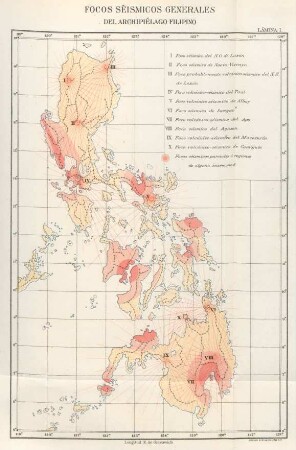 Lámina I. Focos séismicos generales de Archipiélago Filipino