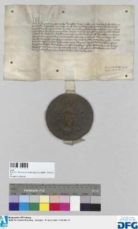König Rupprecht stellt der Stadt Nürnberg Quittung aus über 2000 fl. Reichssteuer.