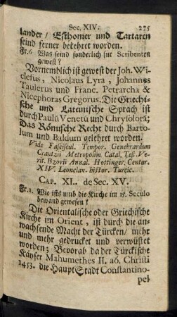 Cap. XI. de Sec. XV.