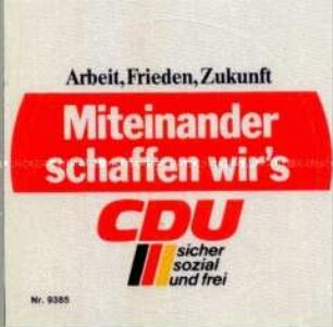 Wahlkampf-Aufkleber der CDU