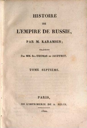 Histoire de l'empire de Russie, 7 (1820)