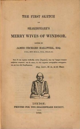 The first sketch of Shakespeare's Merry wives of Windsor