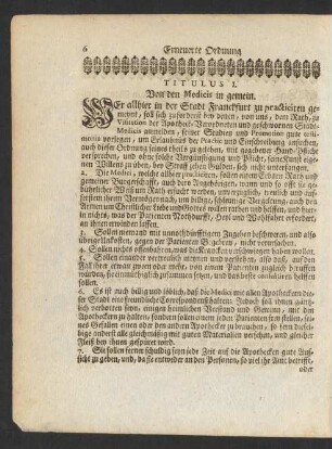 Titulus I. Von den Medicis in gemein