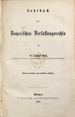 Lehrbuch des bayerischen Verfassungsrechts