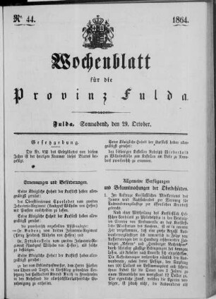 Nr. 44, Ausgabe vom 29. Oktober 1864