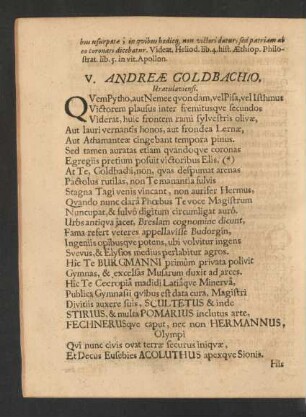 V. Andreae Goldbachio, Vratislaviensi.