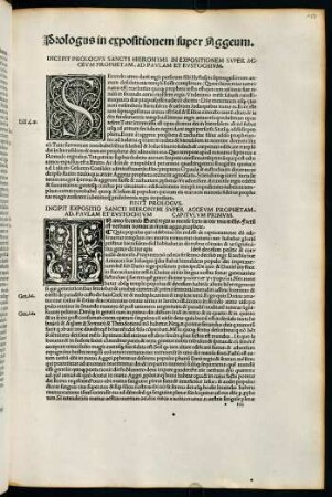 152r-157v, Incipit Prologus Sancti Hieronymi In Expositionem Super Aggeum Prophetam. Ad Paulam Et Eustochium...