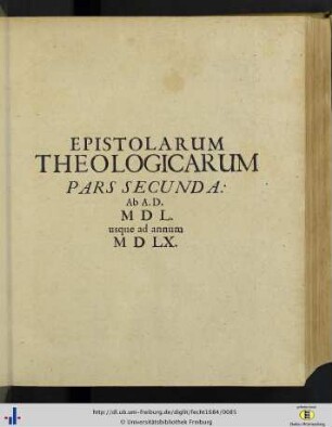 Epistolarum Theologicarum Pars II.