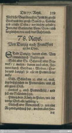 78. Reys. Von Dantzig nach Franckfurt an der Oder