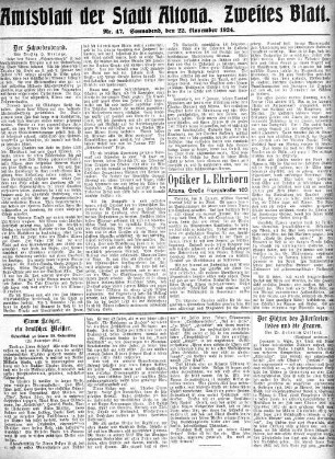 Nummer 47. Zweites Blatt. : Sonnabend, den 22. November 1924
