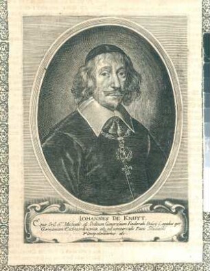 Bildnis Jan de Knuijt, S. 461. Kupferstich; 194 x 147 mm (Bildspiegel). Aus: Theatri Europaei ... Sechster und letzter Theil. 1647-1651. Franckfurth, M., Matthäi Merians sel. Erben. Dresden: SLUB Hist.univ.B.0062