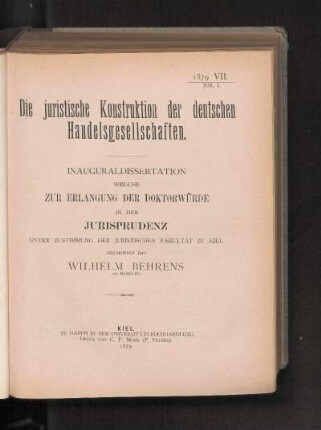 VII. [Dissertationen]