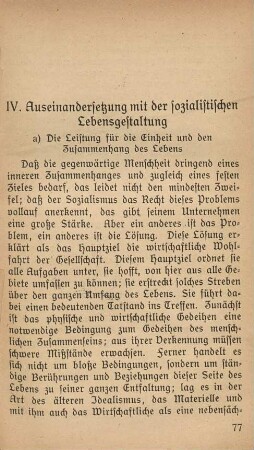 IV. Auseinandersetzung mit der sozialistischen Lebensgestaltung
