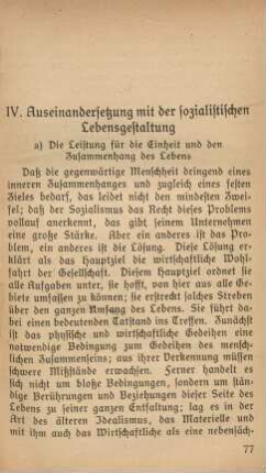 IV. Auseinandersetzung mit der sozialistischen Lebensgestaltung