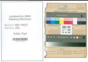 Entnazifizierung Paul Anton , geb. 13.03.1905 (Zollbeamter)