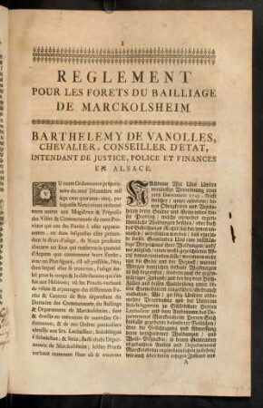 1-9, Reglement Pour Les Forets Du Bailliage De Marckolsheim