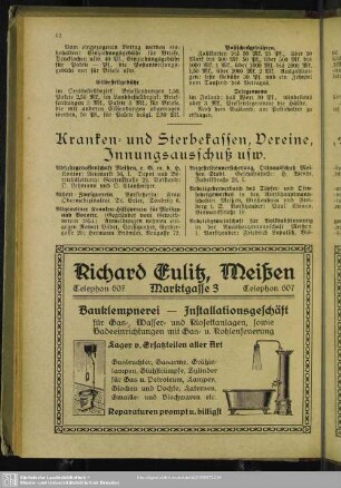 Kranken- und Sterbekassen, Vereine, Innungsausschuß usw.