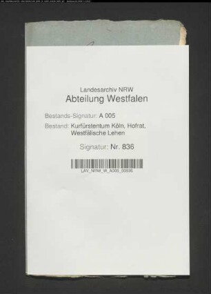 Belehnung des Eberhard von Hanxleden zu Hanxleden mit den Gütern auf der Elpe und dem halben Zehnten zu Bruchhausen