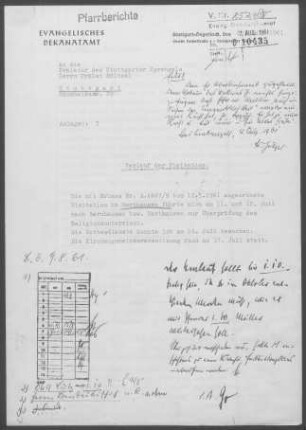 Harthausen: Visitationsbericht mit Pfarrbericht 1961