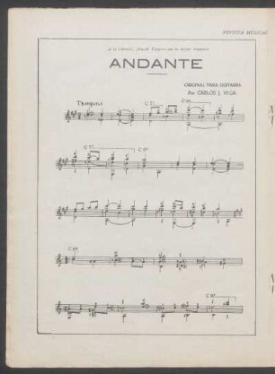 Andante : Original para guitarra. - A la señorita, Araceli Vázquez con la mayor simpatia