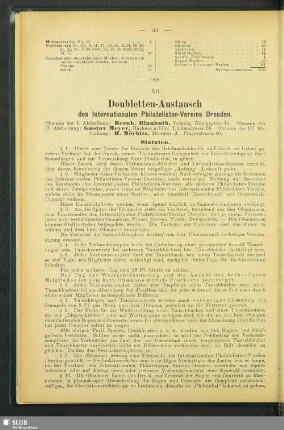 XII. Doubletten-Austausch