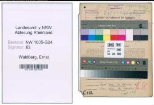 Entnazifizierung Ernst Waldberg , geb. 06.02.1902 (Techn.Angestellter)