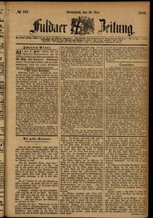 Ausgabe vom Samstag, den 29. Mai 1886.