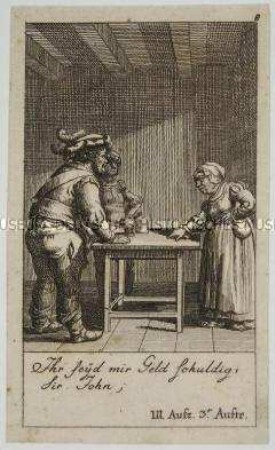 Illustration (8. Blatt) zu Shakespeare's König Heinrich IV., "Ihr seyd mir Geld..."