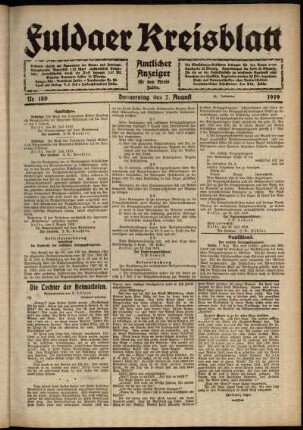 Ausgabe vom Donnerstag, den 07. August 1919.