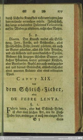Caput XIX. von dem Schleich-Fieber, oder De Febre Lenta