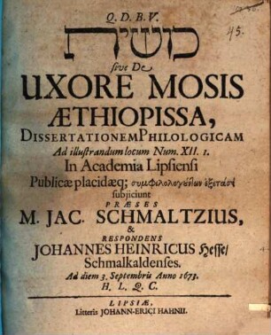Kûšît sive De uxore Mosis Aethiopissa, dissertationem philologicam : ad illustrandum locum Num. XII. 1.