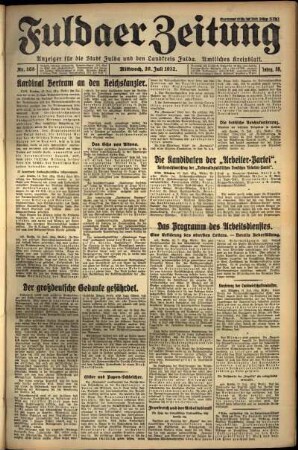 Erste Ausgabe vom Mittwoch, den 20. Juli 1932.