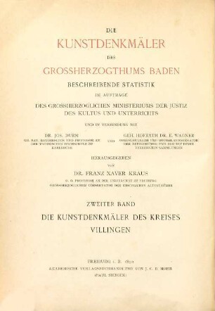 Die Kunstdenkmäler des Kreises Villingen : beschreibende Statistik ...