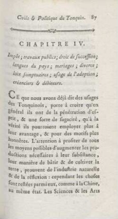 Chapitre IV. Impôt; travaux publics ...