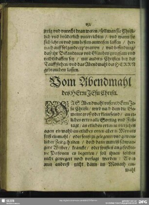 Vom Abendmahl des HErrn JEsu Christi