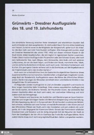 Grünwärts - Dresdner Ausflugsziele des 18. und 19. Jahrhunderts
