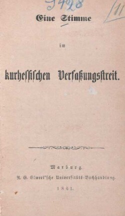 Eine Stimme im kurhessischen Verfaßungsstreit