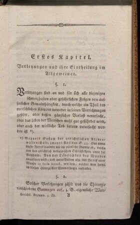 Erstes Kapitel. Verletzungen und ihre Eintheilung im Allgemeinen.