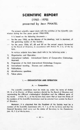 45-66, Scientific Report 1965 - 1970