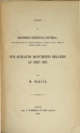 Lettre à Monsieur Théodule Devéria : sur quelques monuments relatifs au dieu Set